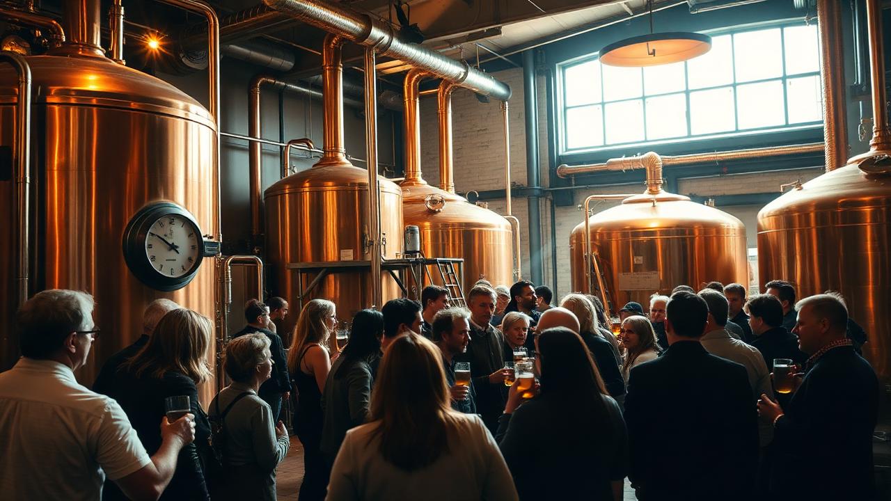 Guests gathered at a craft brewery for a Wildcard Foundation tour